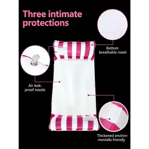 2-Pack Adult Inflatable Water Hammock Lounge Chair Durable PVC Striped Foldable Pool Float Mat with Breathable Mesh Leak-Proof Nozzle & Eco-Friendly Material Perfect for Pool Party Summer Gift