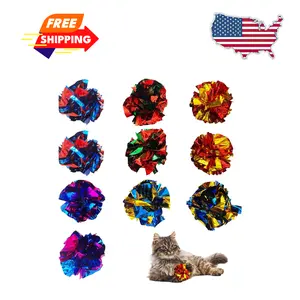 Cat Crinkle Ball Toys 10 Packs for Indoor Cats to Kill Time and Keep Fit, 2.3 Inch