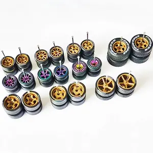 10 Sets 1/64 Scale Real Rider Rims Rubber Tires for 1/64 Die-casts Cars