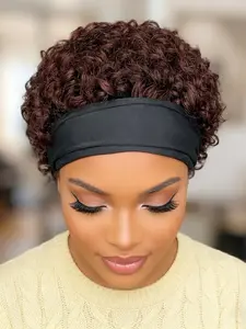 Headband Wig Human Hair Wigs for Women, Pixie Cut Wig Short Curly Wigs, 150% Density 6 Inch, Stylish & Comfortable Design, Natural Looking Wig