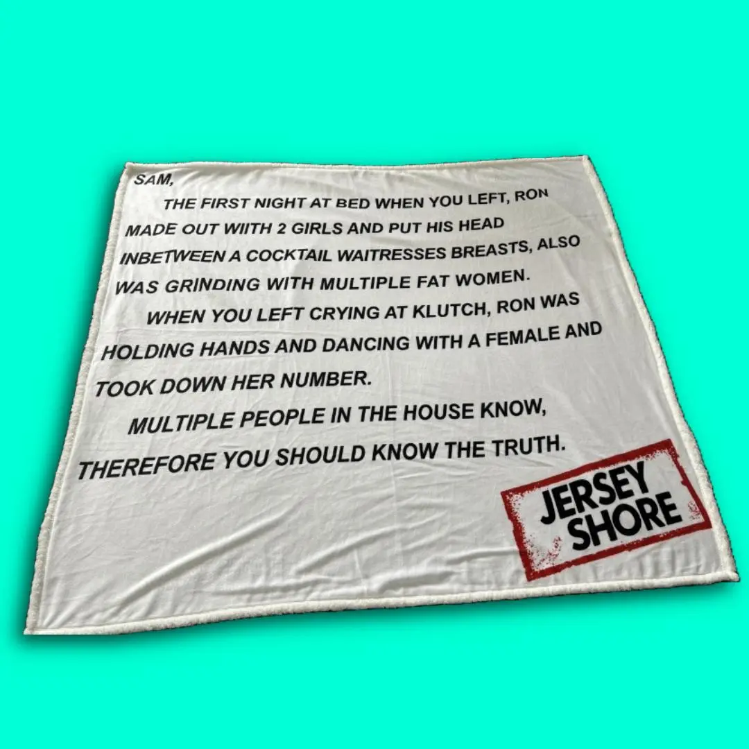 The Note Jersey Shore Blanket – Funny Reality TV Fleece Throw with Iconic Cast Letter, Cozy 60x70 Blanket for Fans, Dorm Gift, Machine Washable, Viral Meme Home Decor