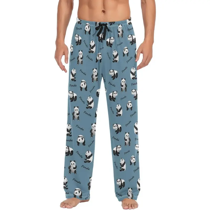 Men's Pajama Pants Super Soft Cute Panda Sleep Lounge Pants Pjs Bottoms with Pockets