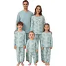 FOCUSNORM Family Matching Christmas Pajamas Two Piece Christmas Tree Print/Solid Long-Sleeved Tops + Trousers/ Jumpsuit/Dog Clothes Holiday Xmas Sleepwear Loungewear
