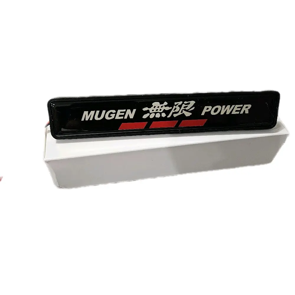 Mugen JDM LED Front Grille Emblem Badge 12V Illuminated Logo Universal Bright Stylish Glow Weather Resistant Construction Upgrade