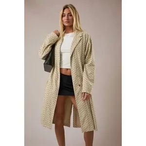 Pretty in Polka Dot Denim Trench Coat