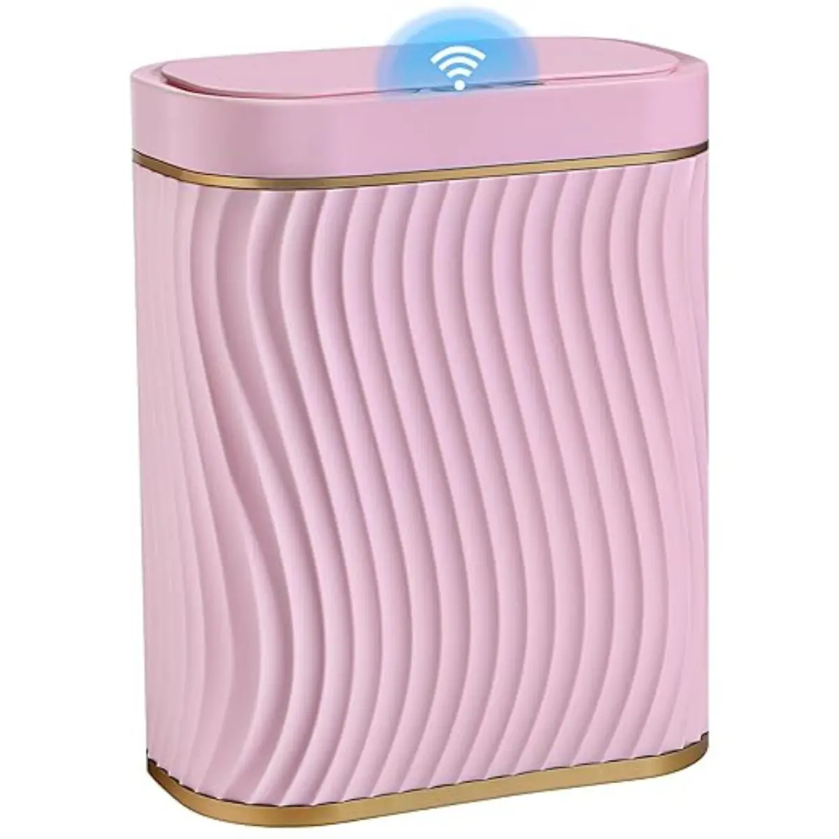 Pink Bathroom Small Trash Can with Automatic Touchless Lid, 2.6 Gallon Smart Garbage Can Narrow Waterproof Trash Bin for Bedroom, Office, Living Room