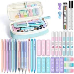 36PCS Aesthetic School Supplies, Mechanical Pencil Set 0.5mm, 0.7mm, 0.9mm & 2.0mm with 624 Lead Refills, Back to School Supplies for Writing & Drawing, Ideal Stationary Set Gift