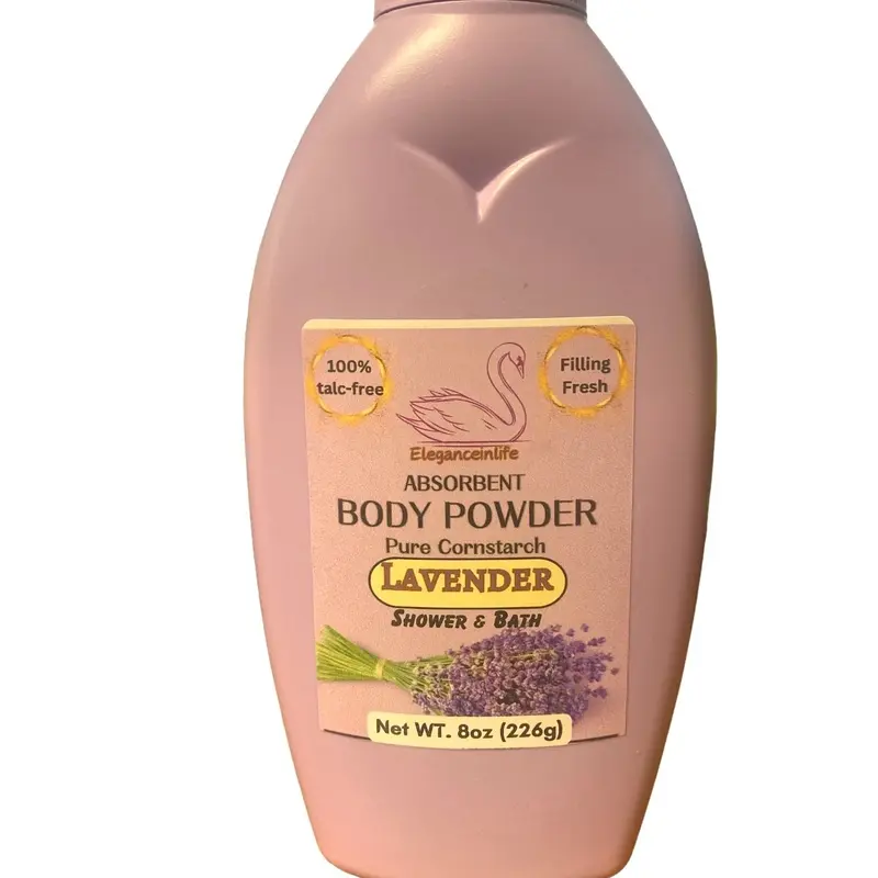 Eleganceinlife Pure Cornstarch Absorbent Body Powder - 100% Talc-Free with Lavender Scent, 8 oz (226g)