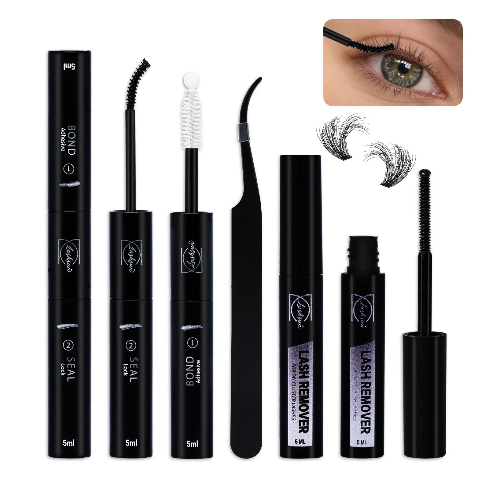 Professional Eyelash Extension Tools, Eyelash Bonding Tools, Eyelash Glue Extension, Lash Bond and Seal, Lash Remver, Twzzers, Eye Makeup Tool for Women & Girls, Eyelash Tools for Beginners Self Use at Home, Diy Lash Kit, Beauty Equipment