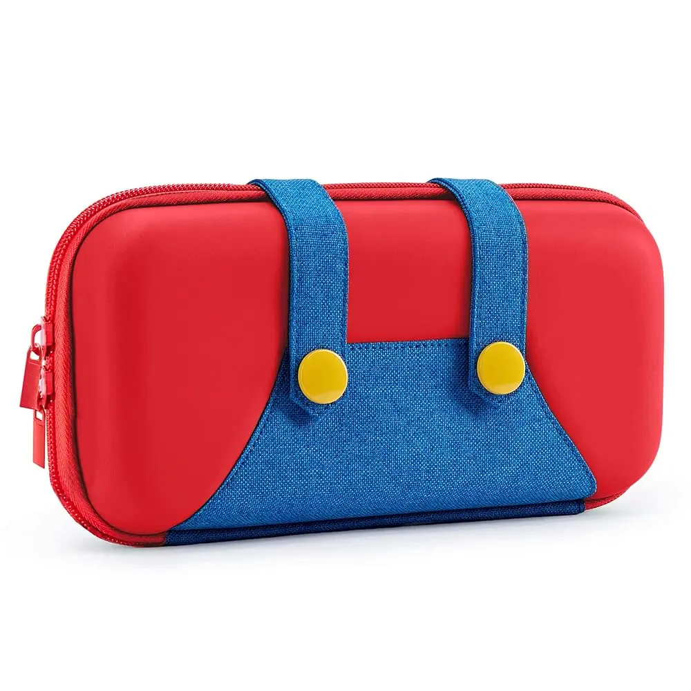 FUNLAB Switch Case Pack for Nintendo Switch/OLED Console with Split Compartment Storage, Portable Travel Large Case with 24 Game Card Slots and Controller Accessory Storage - Mario Red