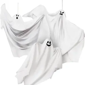 3 Pack Halloween Hanging Ghosts Decorations Outdoor, Mix Size Halloween Flying Ghost Decor for Front Yard Patio Porch Lawn Garden and Holiday Party Supplies