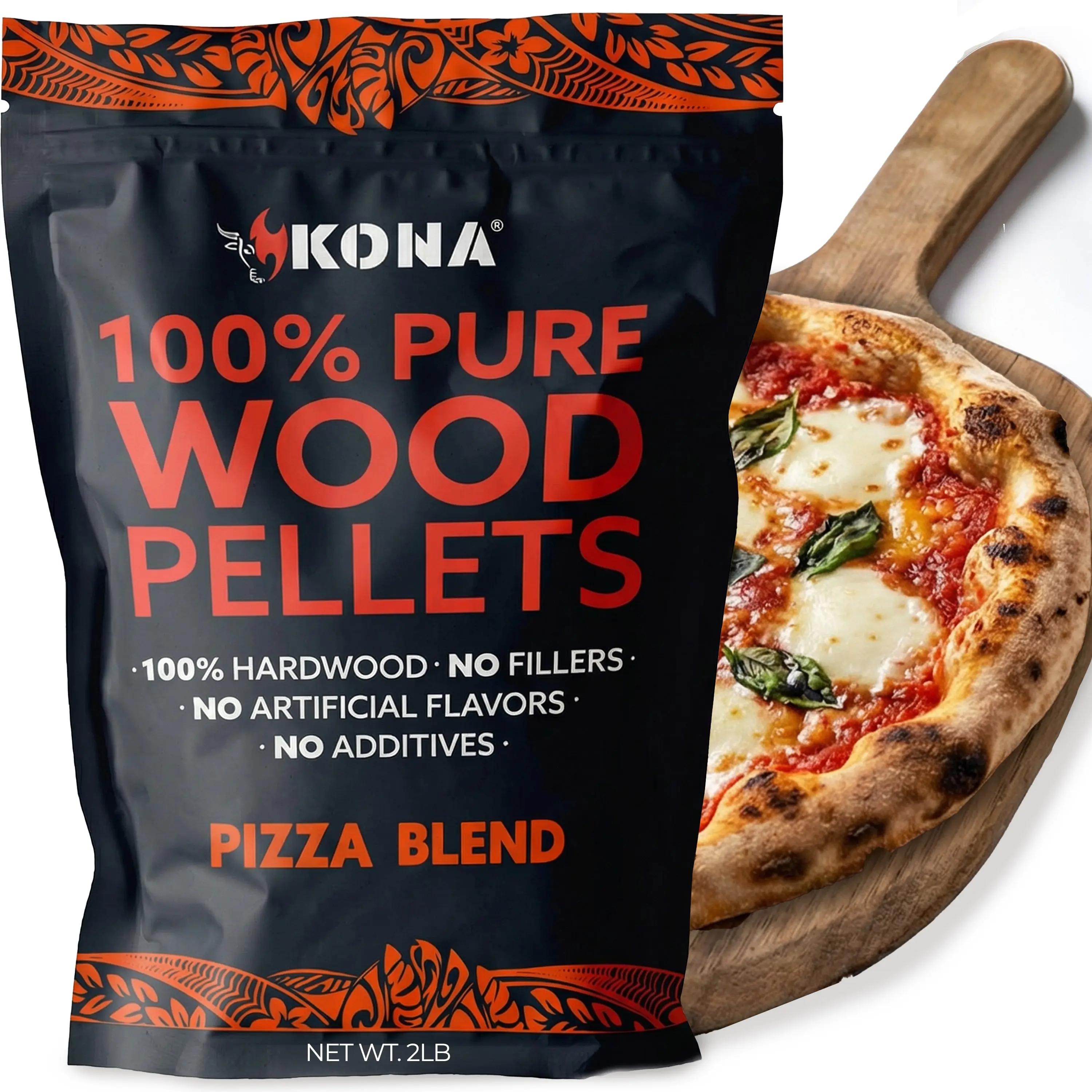 Kona Pizza Blend Wood Smoker Pellets in Ninja Woodfire and Ooni Pizza Ovens - 2 lbs Pack - 100% Natural Hardwood - Kitchen