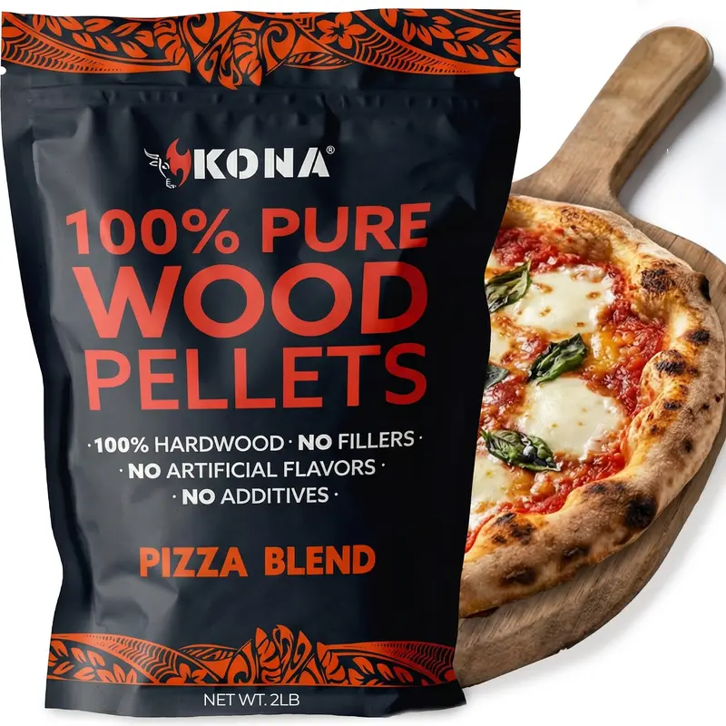 Kona Pizza Blend Wood Smoker Pellets in Ninja Woodfire and Ooni Pizza Ovens - 2 lbs Pack - 100% Natural Hardwood - Kitchen