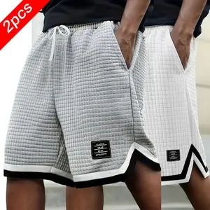 2-Pack Men’s Premium Waffle Knit Shorts – Drawstring Waist, Contrasting Trim, Patch Label - Casual Streetwear & Athletic Shorts