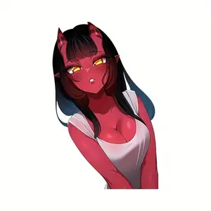 Anime Demon Girl Sticker, Waifu Manga Vinyl Decal, Japanese Otaku Aesthetic Laptop & Skateboard Sticker