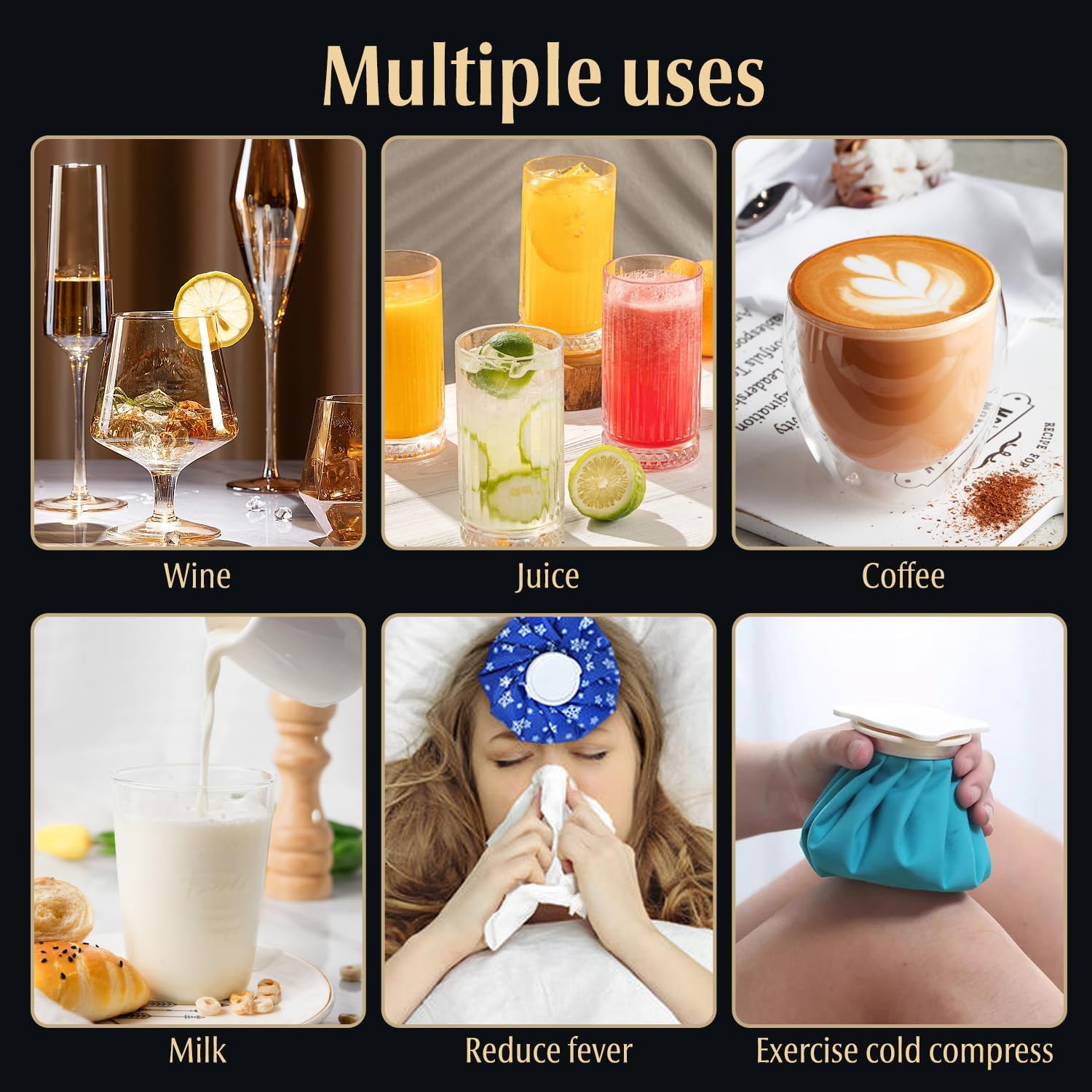 Whiskey Stones Set, 8 Packs Stainless Steel Whiskey Chilling Rocks, Reusable Ice Cube for Drinking, Cool Birthday Gift for Men Dad, Boyfriend, Beer Lover, Bourbon, Scotch, Gin, Beverage, New Year