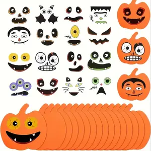 Halloween Pumpkin Foam Stickers, 32pcs Vibrant Self-Adhesive Faces & Shapes, DIY Party Decoration Supplies, Perfect for Halloween Crafts