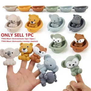 Bathroom Toy, Stackable Floating Boat Toy, Baby Bath Play Water Toy, Stacking Boat, Animal Finger Puppet Toy