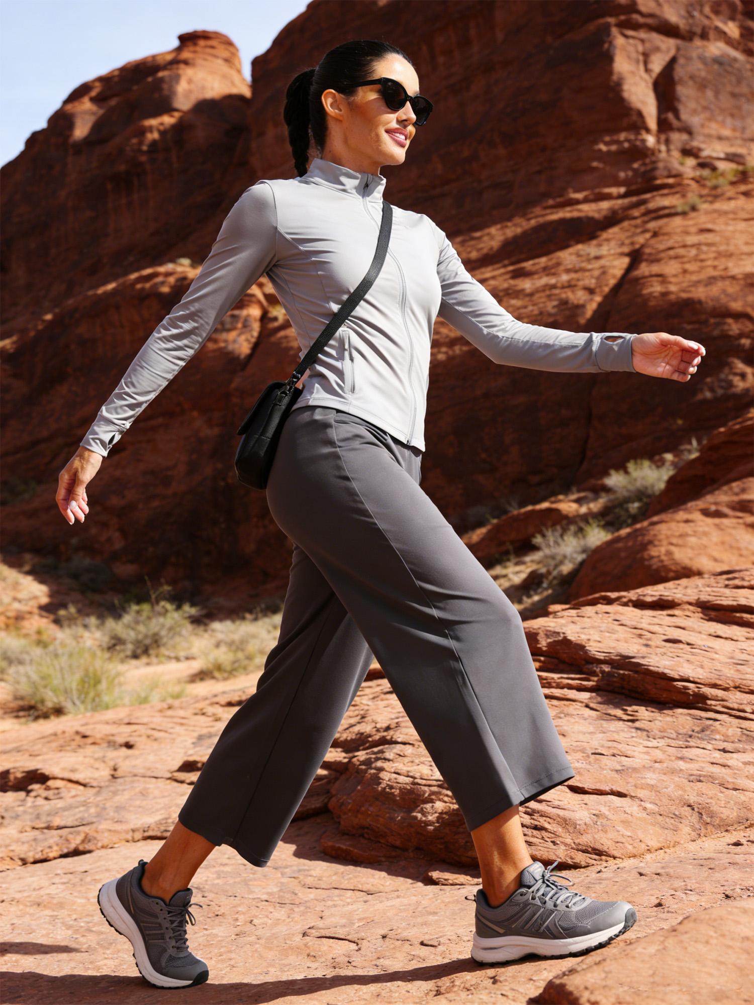 CADMUS High Waist Yoga Pants Women Wide Leg Pants Capri with Pockets