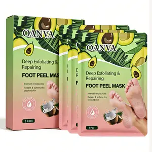 OANVA Foot Peeling Mask 3 Pack Repairs Heels & Removes Dry Dead Skin Callues for Baby Soft FeetAvocado oil & Coconut oil Exfoliating Foot Peel Mask for Dry Cracked Feet