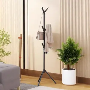 Floor Coat Rack, Garment Rack, Multi Layer Clothes Hanging Rack with Storage Hook, Home Organizer for Bedroom, Living Room, Office, Entryway Coat Rack