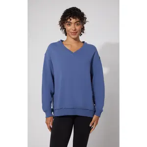 Loop Terry V-Neck Oversized Pullover