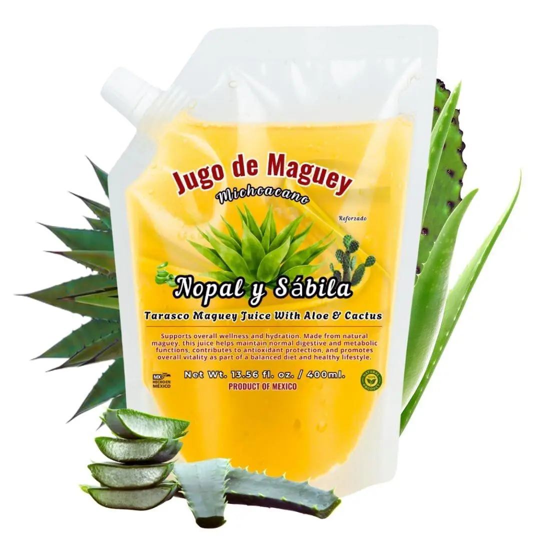 Maguey Juice Nopal Y Sabila - Jugo De Maguey Michoacano Extract 400ML | All  Natural, 100% Juice