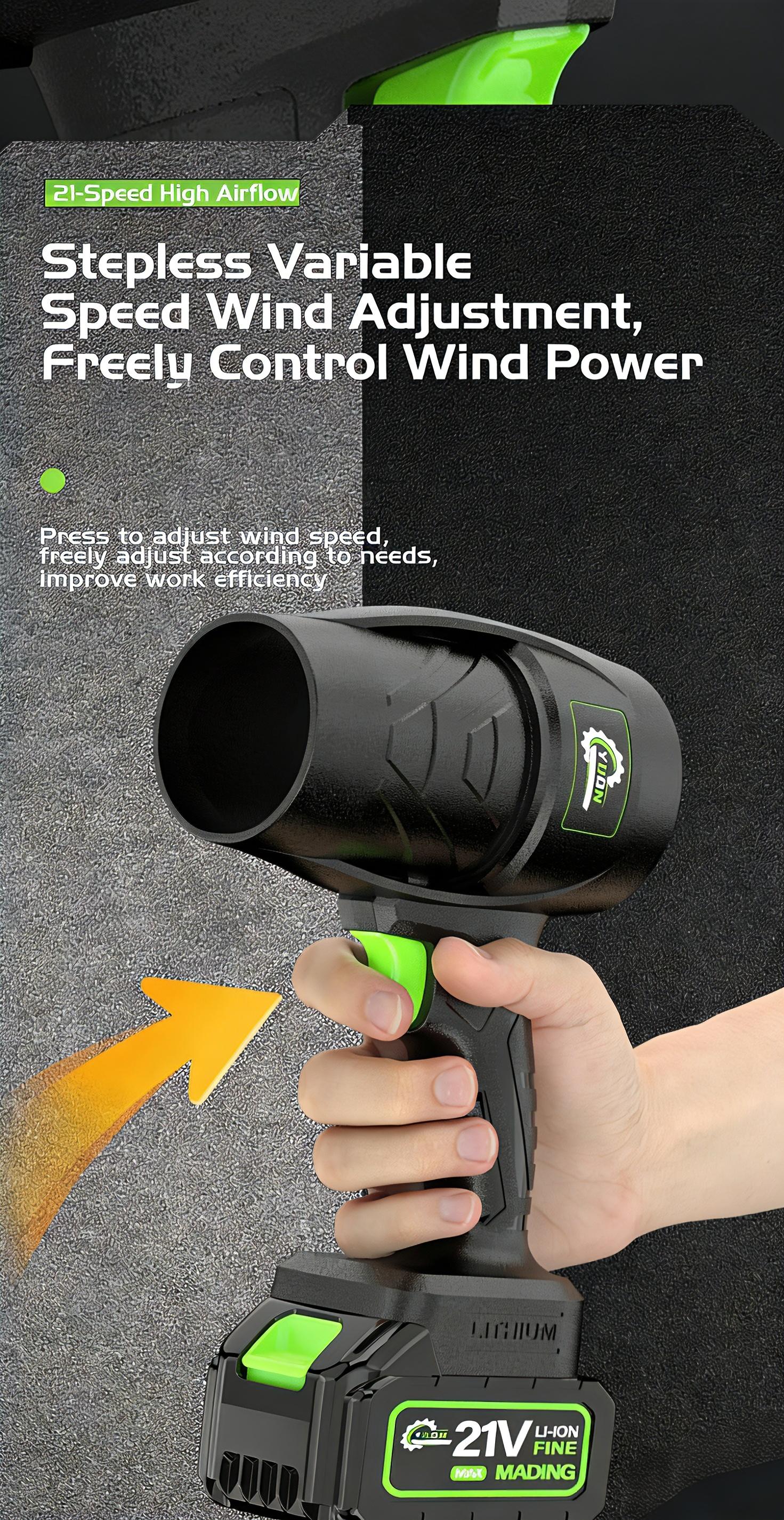 Cordless Lithium-Ion Blower: High-Velocity Turbo Fan & Ducted Air Blaster—Industrial-Grade Dust Removal, Snow Clearing, and Powerful Airflow—Handheld Rechargeable Unit for Both Home and Outdoor Use