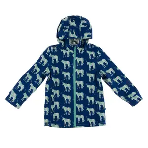 Print Terry-Lined Raincoat in Flag Blue Unicorns