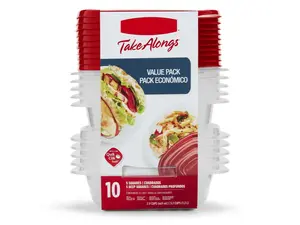 10-Piece Food Storage Container Set with Lids – Stackable & Leak-Resistant, Red Color Kitchen Plastic