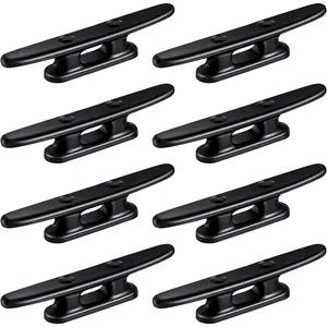 8 Pieces 4 Inch Black Nylon Boat Cleats, Rope Cleat for Kayak, Mooring, Canoe, Tie Down, Dock and Maritime Decor