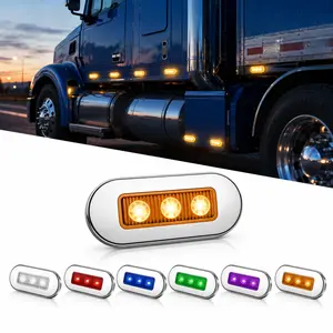10PCS 3LED Truck Side Marker Lights 12V Flicker-Free Stable Light Clearance Lamp Rear Side Warning Signal Tail Lights for Semi Truck Trailer Lorry Pickup Van RV