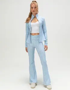 HAPPY CAMP3R Sky Blue Gingham Womens Active Pants