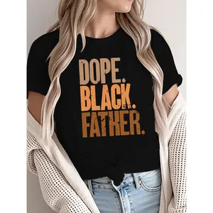 Proud Black Dad T-Shirt: Distressed "Dope. Black. Father." Bold Text Graphic Design