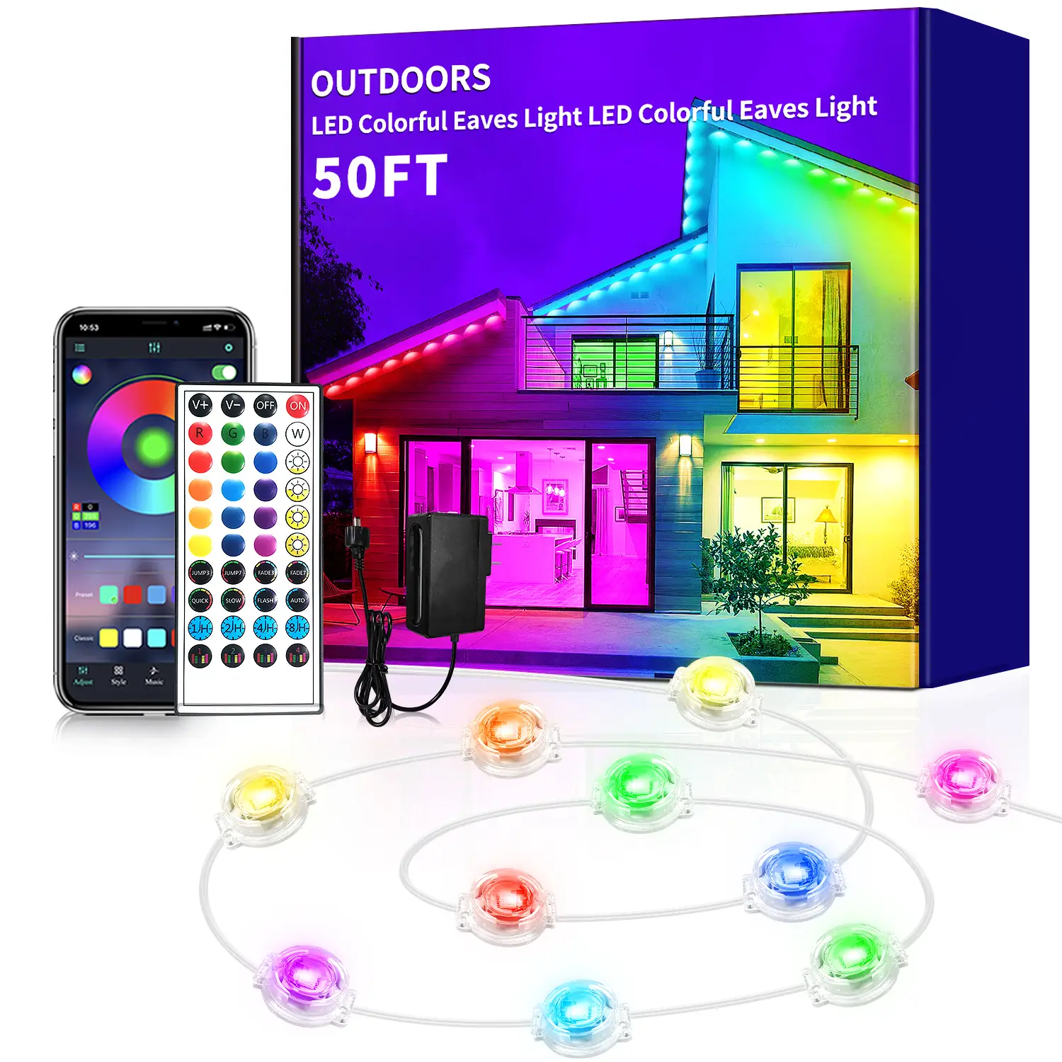 Permanent Outdoor Lights for House,RGB Eaves Lights with App & Remote Control, Outdoor String LED IP67 Waterproof for Christmas, Halloween, New Year,