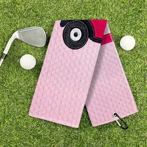 Pink Cart Golf Towel Quick-Dry Golf Towels Accessory with Hooks Premium and Durable Polyester Golf Towels for Golf Bags Ideal for Golfers Great Gift for Christmas Fathers Day Golf Accessories
