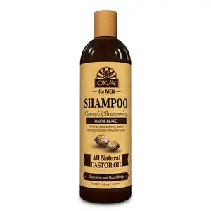 OKAY for MEN Castor Oil Hair & Beard Shampoo – Hydrating & Strengthening Formula for Growth & Repair – Sulfate-Free, Natural Beard & Hair Cleanser – 16 oz