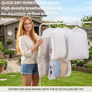 Multi-Functional Breathable Drying Net Set, Outdoor Windproof Pillow Cushion Drying Net, Quick Dry Anti-Distortion Home Essential, Minimalist Balcony Storage Drying Net Bag