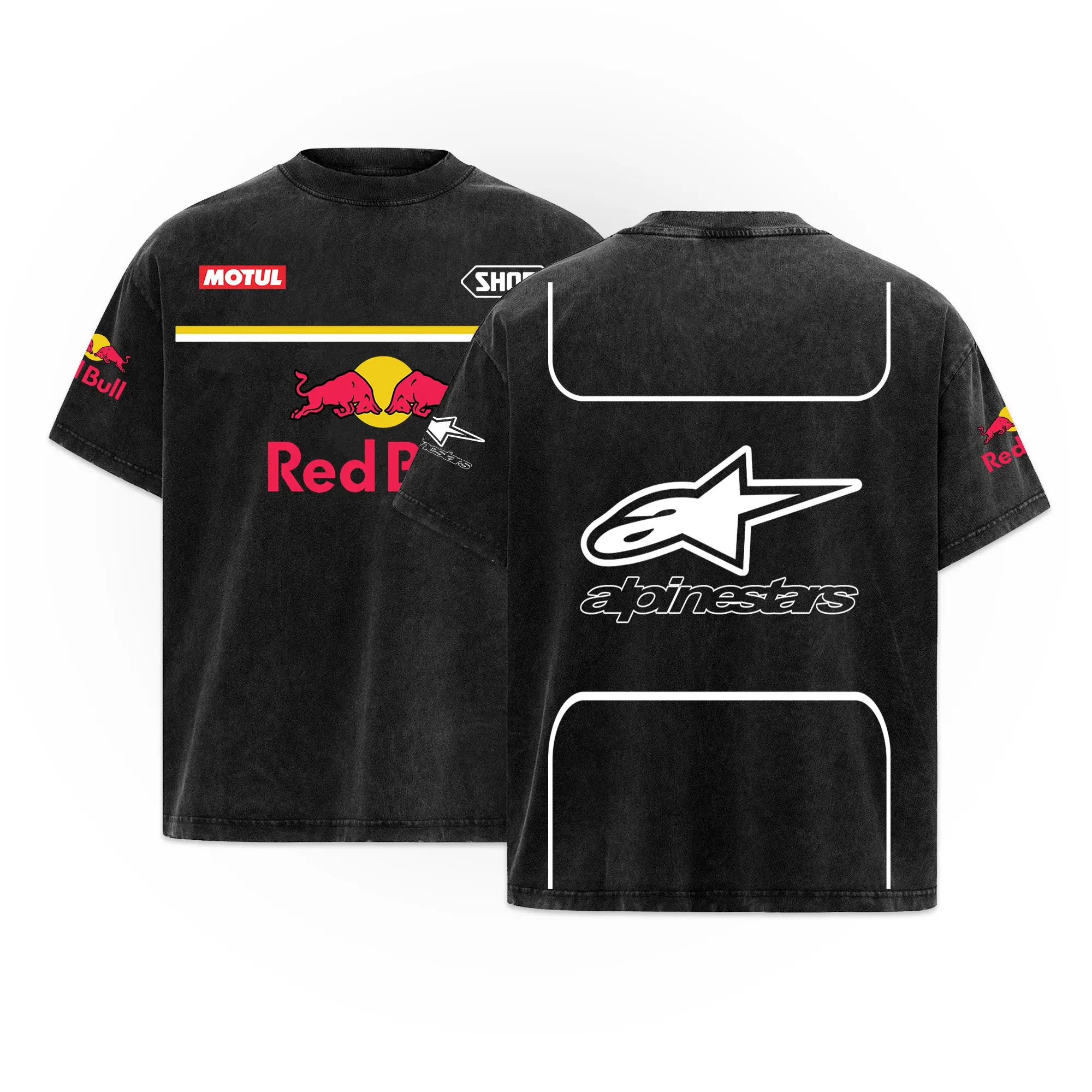 Retro Red Alpinestars Racing Washed T-Shirt MotoGP World Champion Enthusiast Apparel Shoeihelmets Superbike Streetwear Racing Team Super Motorsports Clothing Riders Motor Off-Road Dirt Bike Fan Gear Cotton For Motor Fan