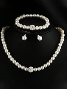 Elegant Faux Pearl Beaded Jewelry Set for Women, 4-Piece Accessory Collection, Ideal for Everyday & Special Occasions