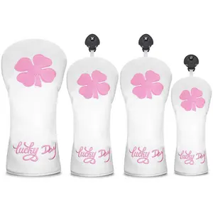 Clover Pattern Golf Head Cover, Durable Protective Case for 1-Wood, 3-Wood, 5-Wood, Ut Wood, Stylish Design, Golf Accessories, Textured Golf Cover, Golf Gear, Golf Equipment