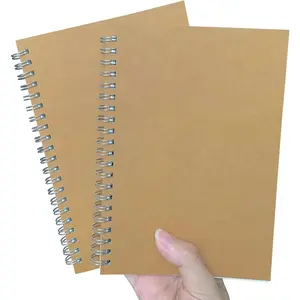 2-Pack Sketchbooks - Soft Cover, 140 Pages (70 Sheets), 7.5 x 5.1 inches, 100GSM Paper, Brown Spiral Notebooks Set