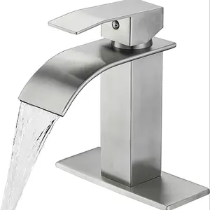 Bathroom Faucet, Modern Waterfall Bathroom Sink Faucet with Single Handle, Bathroom Accessory Set for 1 or 3 Holes
