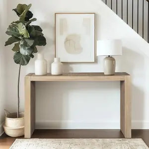 360 stand Modern Solid Wood Monterey Rectangular Console Table - 54x15x32 in. Large Size, Natural Look, Legs Assembly Required, Multi-Use Living Room Tables (Model II120-0575), Modern Console Table