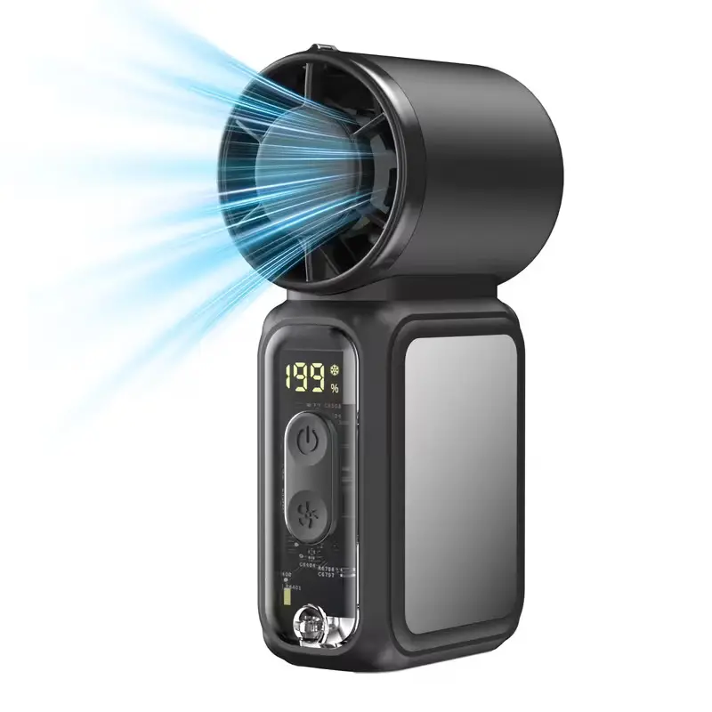 Mini Handheld Fan with, LED Screen, Portable Vortex Function, Rechargeable 3600Mah Battery, 199-Speed Setting, Perfect for Outdoor Activities Like Camping. Perfect Summer Birthday Gift