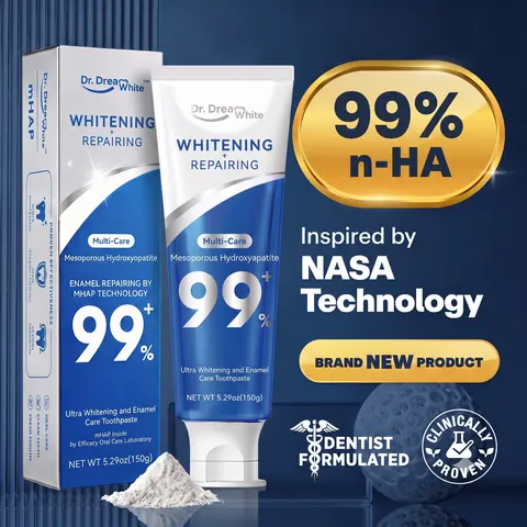 Clinical Grade Dr.DreamWhite Mesoporous 99% Hydroxyapatite (nHAP) Toothpaste 4-Tube Pack, 5.29oz, Teeth Whitening, Fluoride Free, Enamel Support, Bright Whitening, Anticavity, Plaque Fighting, Breath Freshening, Cucumber Melon & White Tea Flavor Oral Care