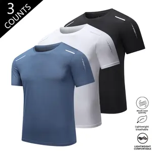 3-Pack Men’s Quick-Dry Short Sleeve T-Shirts Summer 2026 New Loose Fit Breathable Sports Tee