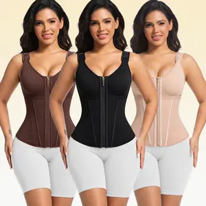 wuw Waist Shapewear Corset for Women Sport Workout Vest for Women Gym Zipper and Hooks Adjustable A three-piece set