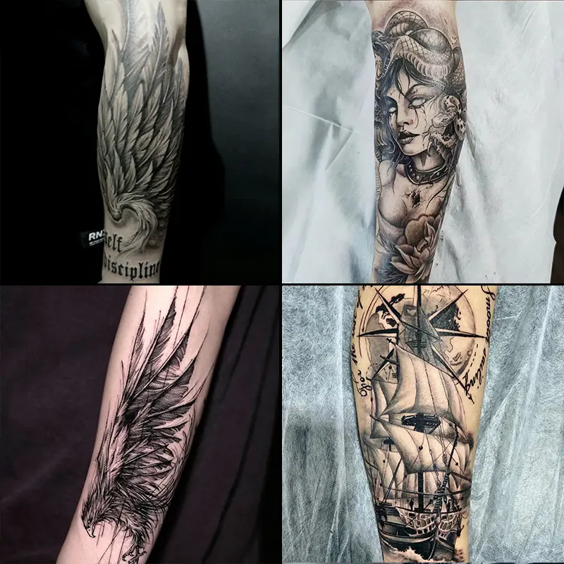 6 herbal tattoo stickers, including sailing, feather elements and other styles, last for 7-15 days, waterproof and friction-resistant, the effect is real, suitable for people who are afraid of pain and do not want to get tattoos
