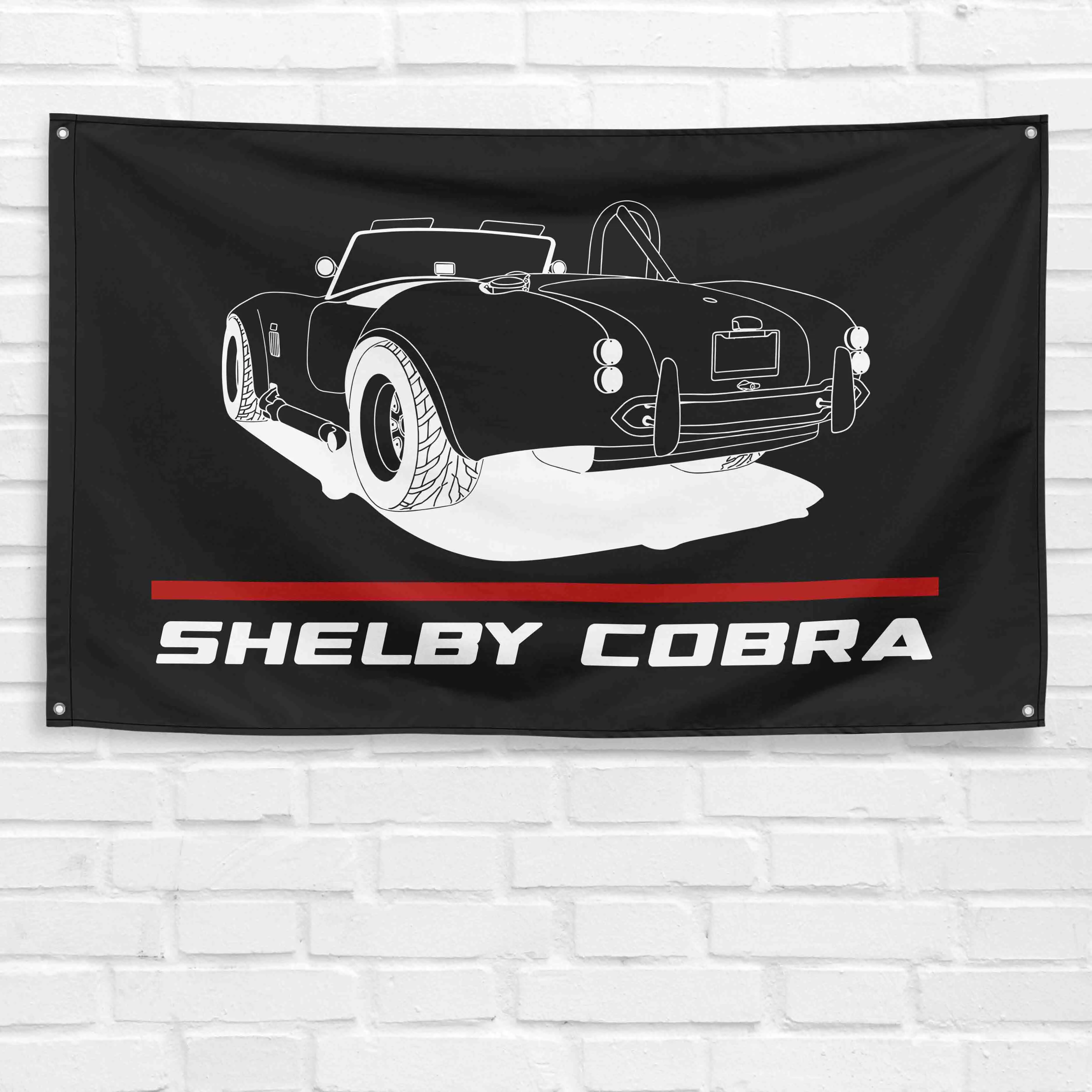 3x5 ft Shelby Cobra Roadster Synthetic Polyester Flag - Lightweight, Single-Sided, Grommet Holes, Bold Print, Durable Decorative Banner for Indoor Car Enthusiasts, Home Garage Wall Decor, Holiday Gift